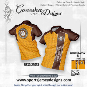 NEXG 29033 Ganesha Festival Design for Sublimation Print: Gold Yellow And Coffee