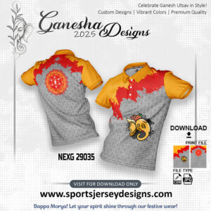 NEXG 29035 Ganesha Festival Design for Sublimation Print: Light Grey And Orange