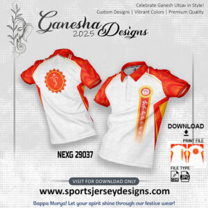 NEXG 29037 Ganesha Festival Design for Sublimation Print: Orange And White