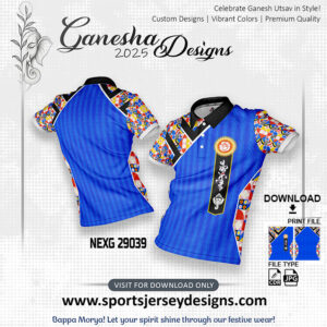 NEXG 29039 Ganesha Festival Design for Sublimation Print: Royal Blue And Abstract Colors