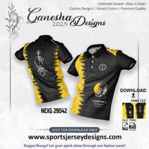 NEXG 29042 Ganesha Festival Design for Sublimation Print: Gold Yellow And Black
