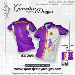 NEXG 29045 Ganesha Festival Design for Sublimation Print: Purple And White