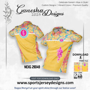 NEXG 29049 Ganesha Festival Design for Sublimation Print: Gold Yellow And Textures