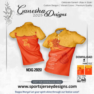 NEXG 29051 Ganesha Festival Design for Sublimation Print: Gold Yellow And Orange