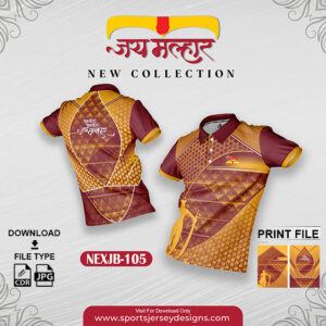NEXJB-105 Jay Malhar Design for Sublimation Print: Gold Yellow And Maroon
