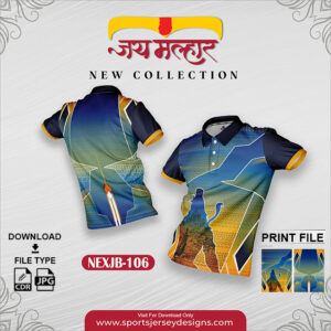 NEXJB-106 Jay Malhar Design for Sublimation Print: Gold Yellow And Navy Blue