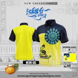 NEXK 101 Dahi Handi Festival Jersey Design Lemon Yellow And Navy Blue