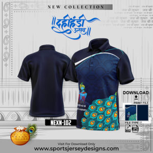 NEXK 102 Dahi Handi Festival Jersey Design In Navy Blue And White