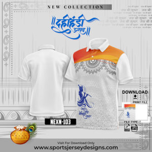 NEXK 103 Dahi Handi Festival Jersey Design In Orange And White