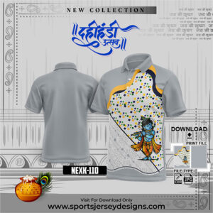 NEXK 110 Dahi Handi Festival Jersey Design In Gold Yellow And Grey