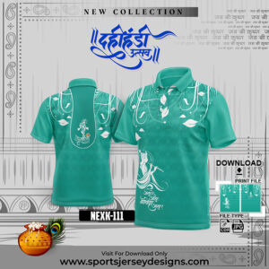 NEXK 111 Dahi Handi Festival Jersey Design In Bisleri Green And White