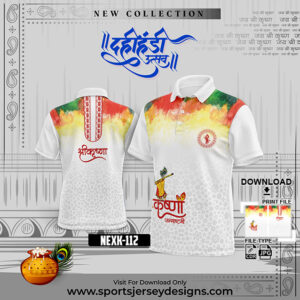 NEXK 112 Dahi Handi Festival Jersey Design In orange And White
