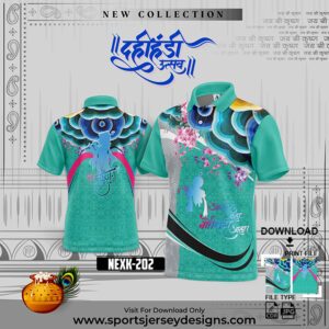 NEXK 202 Dahi Handi Festival Jersey Design In Sea Green Color With Textures