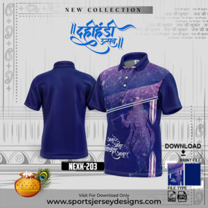 NEXK 203 Dahi Handi Festival Jersey Design In Royal Blue And Pink Color