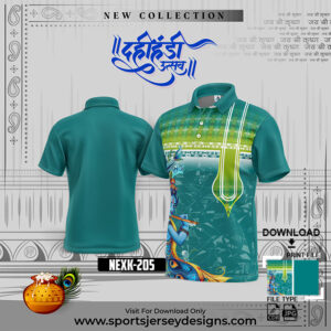 NEXK 205 Dahi Handi Festival Jersey Design In Bisleri Green And White Color