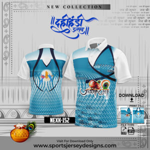 NEXK152 Dahi Handi Festival Jersey Design In Air Forze And White Color