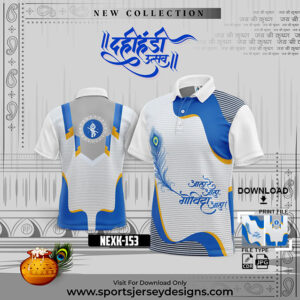 NEXK153 Dahi Handi Festival Jersey Design In Blue And White Color