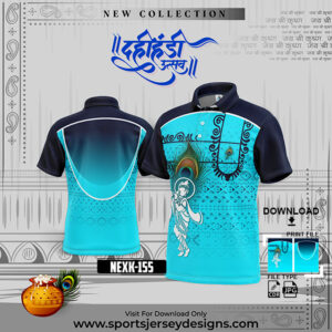 NEXK155 Dahi Handi Festival Jersey Design In Firozi And Navy Blue