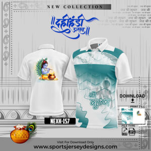 NEXK157 Dahi Handi Festival Jersey Design In Bottle Green And White
