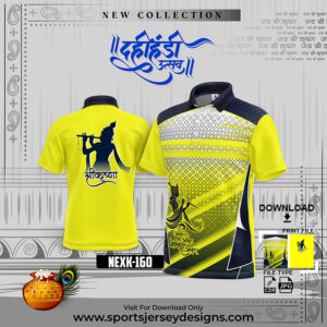 NEXK160 Dahi Handi Festival Jersey Design In Lemon Yellow And Navy Black