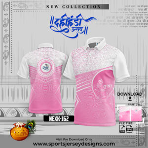 NEXK162 Dahi Handi Festival Jersey Design In Baby Pink And White
