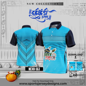 NEXK163 Dahi Handi Festival Jersey Design In Blue And White