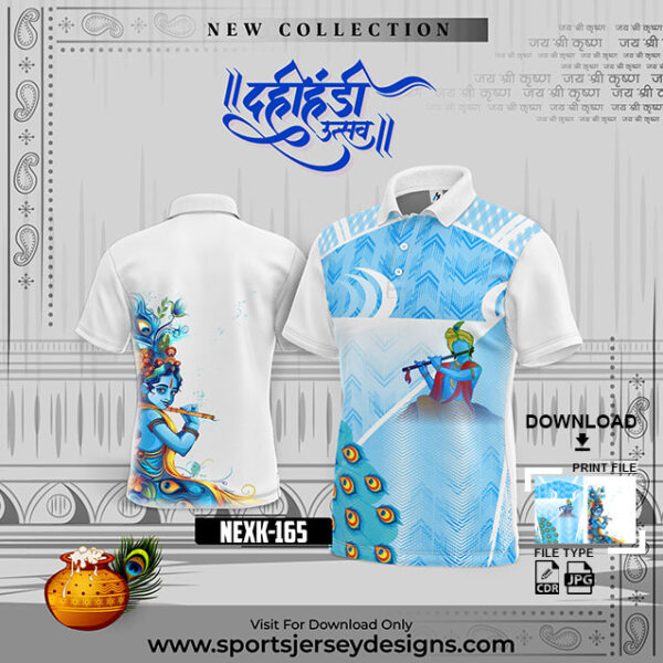 NEXK165 Dahi Handi Festival Jersey Design In Sky Blue And White