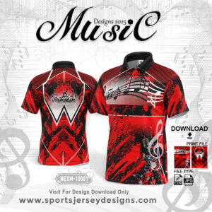 NEXM-10001 MUSICAL BANJO GROUP SUBLIMATION JERSEY DESIGN IN  Red And Black Color