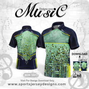 NEXM-100013 MUSICAL BANJO GROUP SUBLIMATION JERSEY DESIGN IN GREEN AND NAVY BLUE