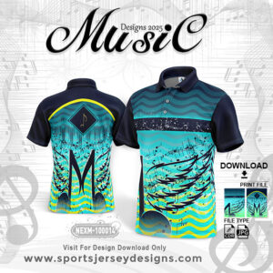 NEXM-100014 MUSICAL BANJO GROUP SUBLIMATION JERSEY DESIGN IN GREEN AND NAVY BLUE COLOR