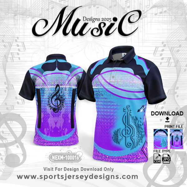 NEXM-100016 MUSICAL BANJO GROUP SUBLIMATION JERSEY DESIGN IN PINK AND NAVY BLUE