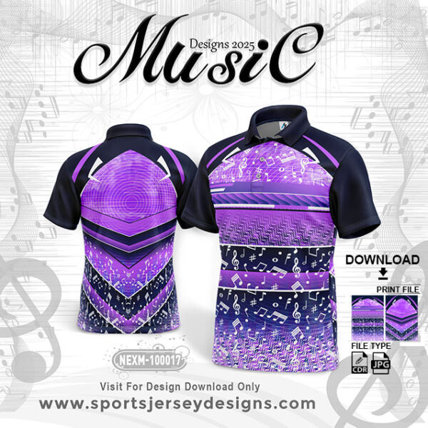 NEXM-100017 MUSICAL BANJO GROUP SUBLIMATION JERSEY DESIGN IN PURPLE AND NAVY BLUE