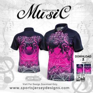NEXM-10002 MUSICAL BANJO GROUP SUBLIMATION JERSEY DESIGN IN Pink And Navy Color