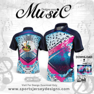 NEXM-10003 MUSICAL BANJO GROUP SUBLIMATION JERSEY DESIGN IN Pink And Navy Blue Color