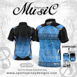 NEXM-10004 MUSICAL BANJO GROUP SUBLIMATION JERSEY DESIGN IN Sky Blue And Black Color
