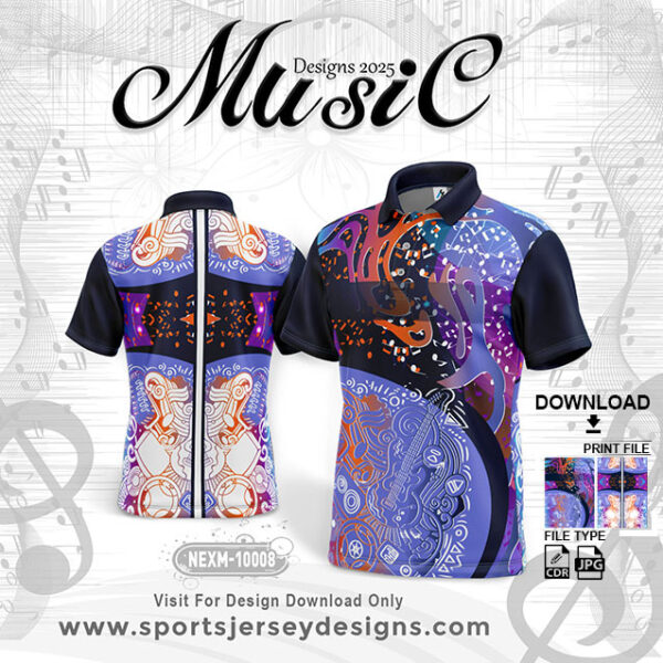 NEXM-10008 MUSICAL BANJO GROUP SUBLIMATION JERSEY DESIGN IN RANI PINK AND NAVY BLUE COLOR