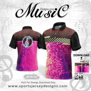 NEXM 602 MUSICAL BANJO GROUP SUBLIMATION JERSEY DESIGN IN PURPLE AND BLACK COLOR