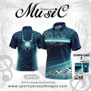 NEXM 603 MUSICAL BANJO GROUP SUBLIMATION JERSEY DESIGN IN AIR FORCE AND WHITE COLOR
