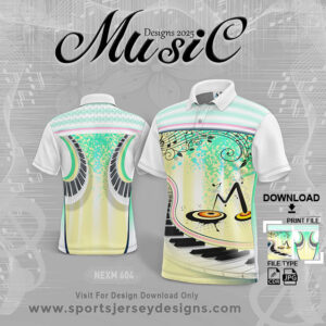 NEXM 604 MUSICAL BANJO GROUP SUBLIMATION JERSEY DESIGN IN GREEN AND OFF WHITE COLOR