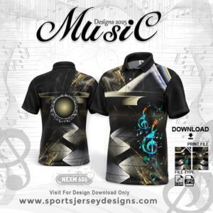 NEXM 606 MUSICAL BANJO GROUP SUBLIMATION JERSEY DESIGN IN BLACK AND WHITE COLOR