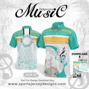 NEXM 607 MUSICAL BANJO GROUP SUBLIMATION JERSEY DESIGN IN SEA GREEN AND GREY COLOR