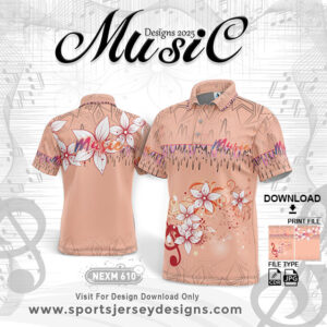 NEXM 610 MUSICAL BANJO GROUP SUBLIMATION JERSEY DESIGN IN PEACH AND WHITE COLOR