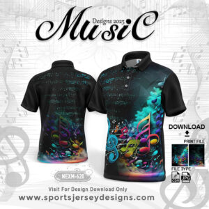 NEXM 620 MUSICAL BANJO GROUP SUBLIMATION JERSEY DESIGN IN BLACK AND BLUE COLOR