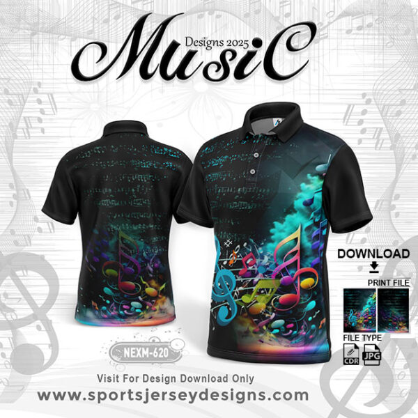 NEXM 620 MUSICAL BANJO GROUP SUBLIMATION JERSEY DESIGN IN BLACK AND BLUE COLOR