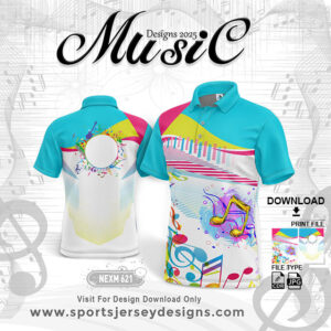 NEXM 621 MUSICAL BANJO GROUP SUBLIMATION JERSEY DESIGN IN RANI PINK,FIROZI AND WHITE COLOR