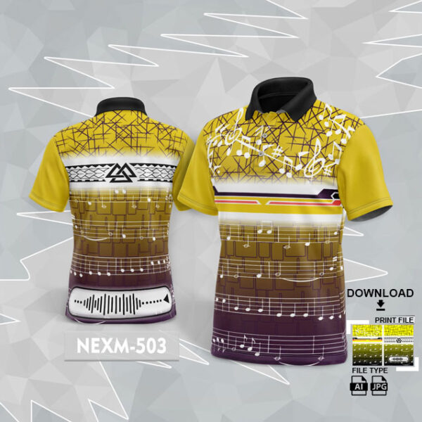 NEXM-503 MUSICAL BANJO GROUP SUBLIMATION JERSEY DESIGN IN BRIGHT YELLOW AND BLACK COLOR