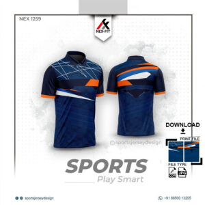 NEX 1259 ORANGE AND NAVY BLUE GRADIENT SPORTSWEAR SUBLIMATION JERSEY DESIGN