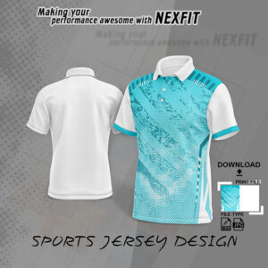 NEX-2763 FIROZI AND WHITE GRADIENT SPORTSWEAR SUBLIMATION JERSEY DESIGN