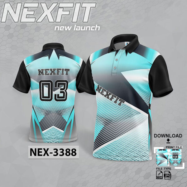 NEX-3388 BLUE AND BLACK GRADIENT SPORTSWEAR SUBLIMATION JERSEY DESIGN