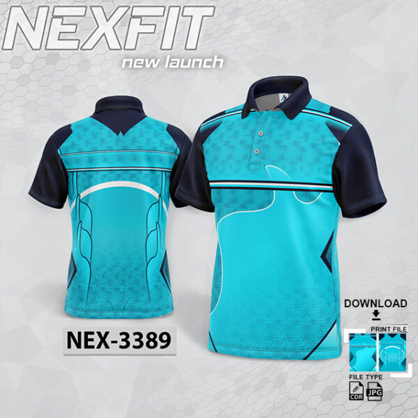 NEX-3389 FIROZI AND NAVY BLUE GRADIENT SPORTSWEAR SUBLIMATION JERSEY DESIGN